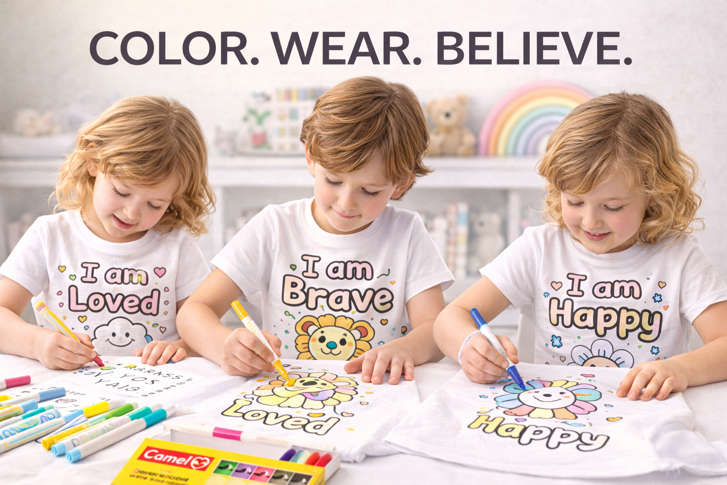 Kids Affirmation Color Your Own Tees